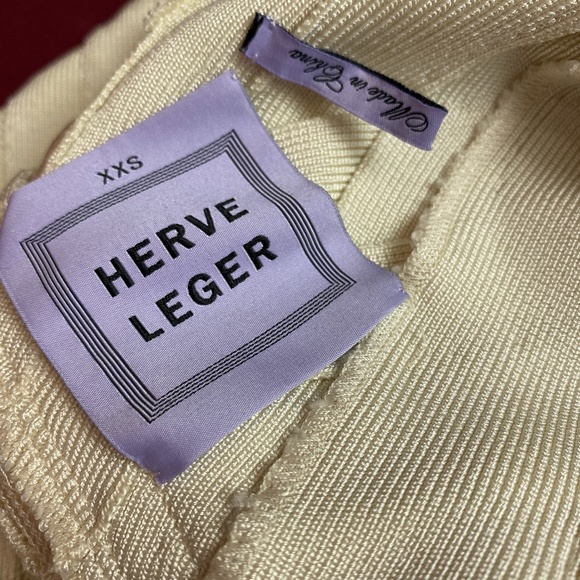 Herve Leger Ivory Bandage Dress EUC Size XXS - Picture 5 of 16